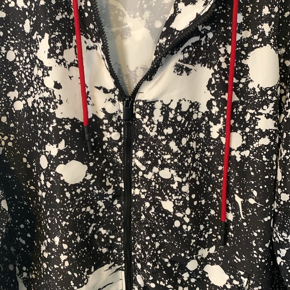 Carbon Splatter Print Windbreaker Black White Size Large - Picture 3 of 7